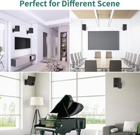 HomeMount Speaker Wall Mount Brackets - Surround Speaker Wall Mounts Kit, Bookshelf Speaker Wall Screws Mounts, Hold up to 8 lbs, 2 Pack, Black in Kuwait