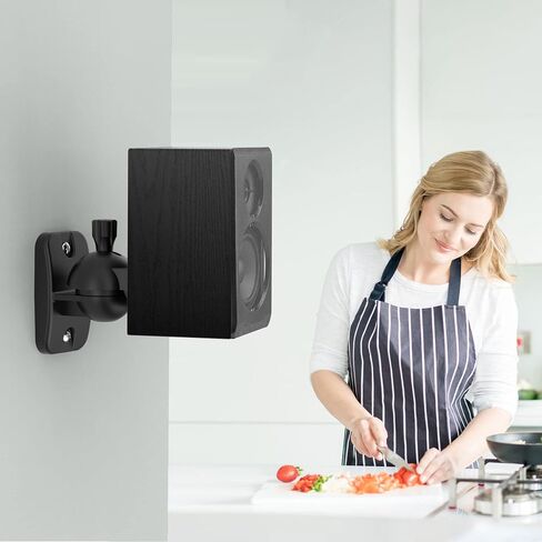 HomeMount Speaker Wall Mount Brackets - Surround Speaker Wall Mounts Kit, Bookshelf Speaker Wall Screws Mounts, Hold up to 8 lbs, 2 Pack, Black in Kuwait