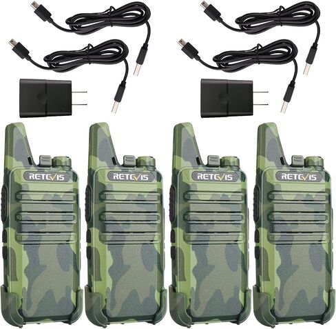 Retevis RT22 Compact & Lightweight FRS Walkie Talkies Long Range (4 Pack) | For Small Business, Camping, Hiking, Cruise, Safe Short Antenna, Comfortable to Carry, Loud & Clear Audio, USB-C in Kuwait