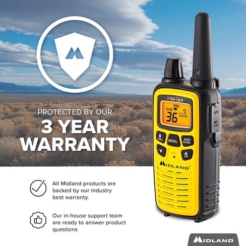 Midland LXT630X3VP3 FRS Walkie Talkies - Long Range 36-Channel Two-Way Radios, NOAA Weather Alerts (3-Pack, Yellow - Black) | Up to 30 Mile Range Walkie Talkie, 36 Channels, 121 Privacy Codes, NOAA Weather Scan + Alert in Saudi Arabia