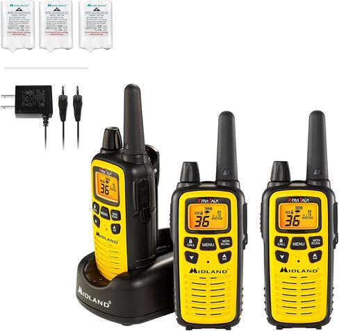 Midland LXT630X3VP3 FRS Walkie Talkies - Long Range 36-Channel Two-Way Radios, NOAA Weather Alerts (3-Pack, Yellow - Black) | Up to 30 Mile Range Walkie Talkie, 36 Channels, 121 Privacy Codes, NOAA Weather Scan + Alert in Saudi Arabia