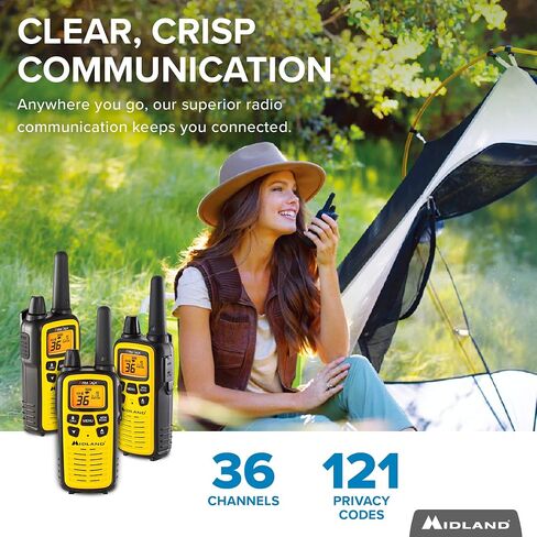 Midland LXT630X3VP3 FRS Walkie Talkies - Long Range 36-Channel Two-Way Radios, NOAA Weather Alerts (3-Pack, Yellow - Black) | Up to 30 Mile Range Walkie Talkie, 36 Channels, 121 Privacy Codes, NOAA Weather Scan + Alert in Saudi Arabia