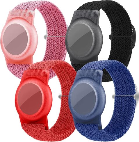 2 Pack Kids Wristband for AirTag, Nylon Watch Band GPS Tracker Holder Protective Case Compatible with Apple Air Tag, Adjustable Anti-lost Bracelet for Toddler Baby Children Elders in Saudi Arabia