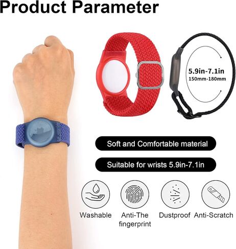 2 Pack Kids Wristband for AirTag, Nylon Watch Band GPS Tracker Holder Protective Case Compatible with Apple Air Tag, Adjustable Anti-lost Bracelet for Toddler Baby Children Elders in Saudi Arabia