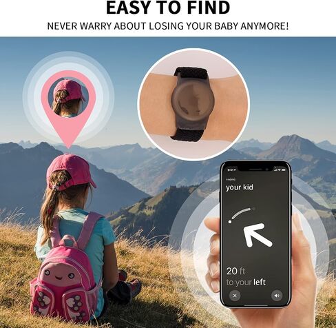 2 Pack Kids Wristband for AirTag, Nylon Watch Band GPS Tracker Holder Protective Case Compatible with Apple Air Tag, Adjustable Anti-lost Bracelet for Toddler Baby Children Elders in Saudi Arabia