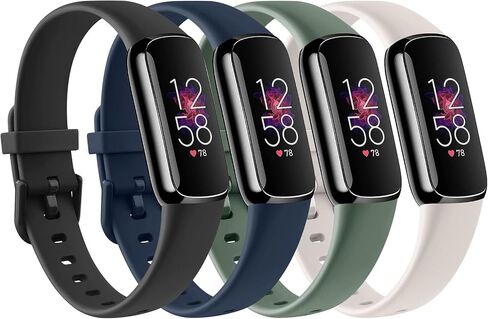 4 PACK Sport Bands Compatible with Fitbit Luxe Bands for Women Men, Soft Silicone Replacement Sport Straps Wristbands for Fitbit Luxe Fitness and Wellness Tracker in Saudi Arabia