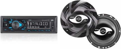 JENSEN MPR210 7 Character LCD Single DIN Car Stereo Radio | Push to Talk Assistant | Bluetooth Hands Free Calling & Music Streaming | AM/FM Radio | USB Playback & Charging | Not a CD Player in Kuwait