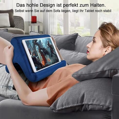 SAMHOUSING Tablet Pillow Stand Holder Dock for Bed with 3 Viewing Angles, Compatible with All Tablets,Phones and iPad Pro 9.7, 10.5,12.9 Air Mini 4 3, Kindle, E-Reader and Books(Navy) in Kuwait