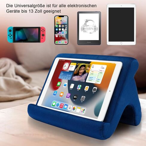 SAMHOUSING Tablet Pillow Stand Holder Dock for Bed with 3 Viewing Angles, Compatible with All Tablets,Phones and iPad Pro 9.7, 10.5,12.9 Air Mini 4 3, Kindle, E-Reader and Books(Navy) in Kuwait