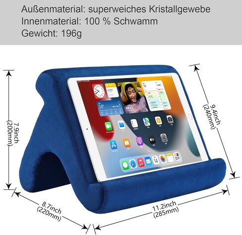 SAMHOUSING Tablet Pillow Stand Holder Dock for Bed with 3 Viewing Angles, Compatible with All Tablets,Phones and iPad Pro 9.7, 10.5,12.9 Air Mini 4 3, Kindle, E-Reader and Books(Navy) in Kuwait