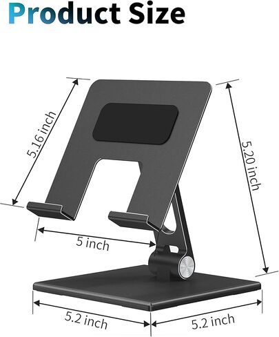حامل تابلت من ألاشي للمكتب، حامل تابلت ثابت بقاعدة معدنية ثقيلة وسميكة لجهاز تابلت كبير، متعدد الزوايا قابل للتعديل وقابل للطي، يدعم عالمي تابلت 4-13.3 بوصة، أسود in Kuwait