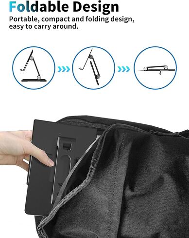 حامل تابلت من ألاشي للمكتب، حامل تابلت ثابت بقاعدة معدنية ثقيلة وسميكة لجهاز تابلت كبير، متعدد الزوايا قابل للتعديل وقابل للطي، يدعم عالمي تابلت 4-13.3 بوصة، أسود in Kuwait