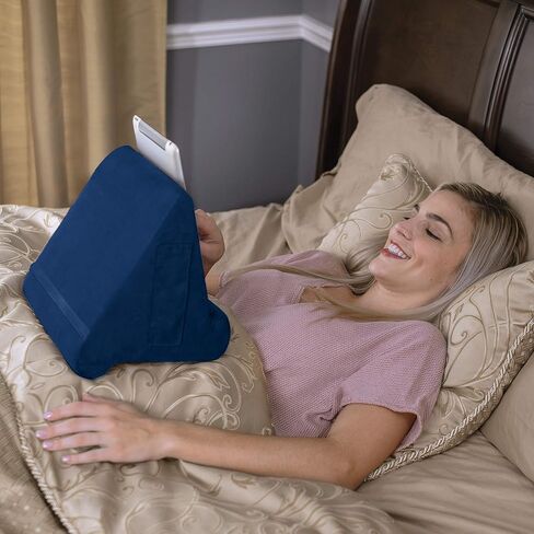 Ontel Pillow Pad Ultra Multi-Angle Soft Tablet Stand, Blue - Comfortable Angled Viewing for iPad, Tablets, Kindle, Smartphones, Books, Magazines, and More in Kuwait