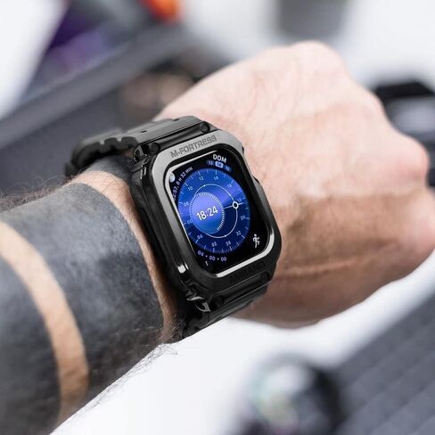 جراب متين من amBand M3 مع حزام مصمم لساعة Apple Series SE2/SE/6/5/4 مقاس 44 ملم - أسود in Kuwait