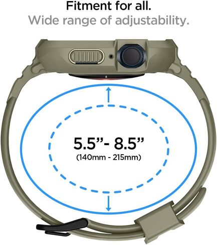 Spigen Rugged Armor Pro Designed for Apple Watch Case with Band Series 9/8/SE2/7/6/SE/5/4 45mm/44mm - Black in Saudi Arabia