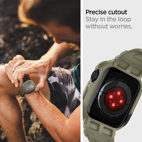 Spigen Rugged Armor Pro Designed for Apple Watch Case with Band Series 9/8/SE2/7/6/SE/5/4 45mm/44mm - Black in Saudi Arabia