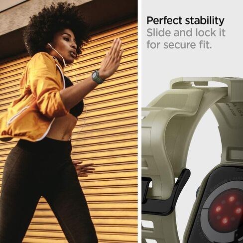 Spigen Rugged Armor Pro Designed for Apple Watch Case with Band Series 9/8/SE2/7/6/SE/5/4 45mm/44mm - Black in Saudi Arabia
