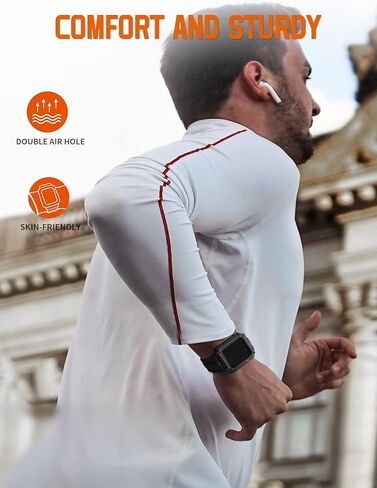 ساعة ريسيتاني متوافقة مع سوار ساعة أبل مع حافظة متينة مقاومة للصدمات مقاس 40 ملم 41 ملم 44 ملم 45 ملم لسلسلة iWatch 8/7/6/SE/5/4، حزام رياضي متين من مادة TPU مع واقي شاشة تغطية كاملة، 45 ملم رمادي in Kuwait