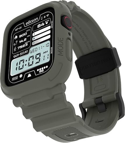 Elkson Designed for Apple Watch Series SE3 9/8/7/6/5/4 [45/44mm], Quattro Pro Series Rugged Military Grade Protective Bumper Case with Strap Bands for iWatch in Saudi Arabia
