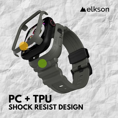 Elkson Designed for Apple Watch Series SE3 9/8/7/6/5/4 [45/44mm], Quattro Pro Series Rugged Military Grade Protective Bumper Case with Strap Bands for iWatch in Saudi Arabia