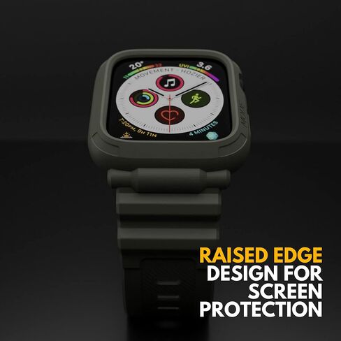 Elkson Designed for Apple Watch Series SE3 9/8/7/6/5/4 [45/44mm], Quattro Pro Series Rugged Military Grade Protective Bumper Case with Strap Bands for iWatch in Saudi Arabia