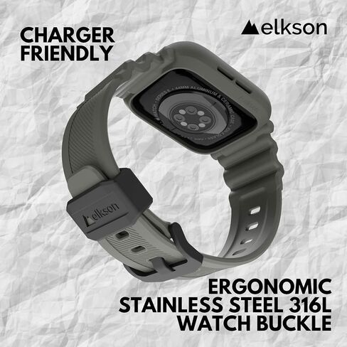 Elkson Designed for Apple Watch Series SE3 9/8/7/6/5/4 [45/44mm], Quattro Pro Series Rugged Military Grade Protective Bumper Case with Strap Bands for iWatch in Saudi Arabia