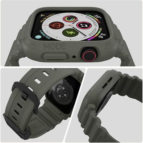 Elkson Designed for Apple Watch Series SE3 9/8/7/6/5/4 [45/44mm], Quattro Pro Series Rugged Military Grade Protective Bumper Case with Strap Bands for iWatch in Saudi Arabia