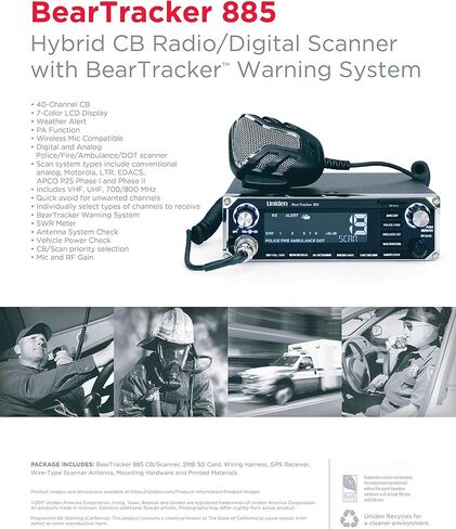 راديو Uniden Bearcat 880 CB مع 40 قناة وشاشة LCD كبيرة سهلة القراءة بـ 7 ألوان مع إضاءة خلفية ومكبر صوت للاتصالات الخارجية Bearcat بقدرة 15 وات (BC15). تصميم متين وقوي in Kuwait