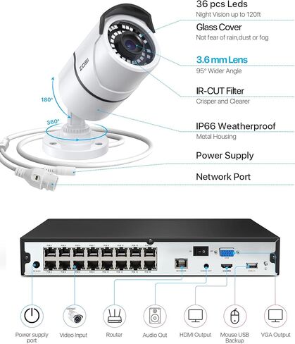 ZOSI 100ft(30M) All-in-One CCTV Video Power Cables,BNC Extension Security Wire Cord for 2MP,1080P,960H,960P,720P Video Surveillance Camera DVR System with BNC RCA Connector in Saudi Arabia