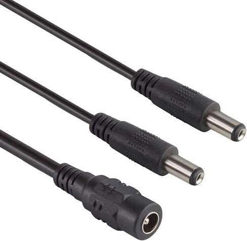 ISEEUSEE DC 2 Way Splitter Power، 1 أنثى إلى 2 ذكر محول طاقة Y Splitter 5.5 × 2.1 مم كابل 12 فولت 1 إلى 2 قابس لكاميرات المراقبة CCTV/DVR NVR/شريط إضاءة LED - عبوتان in Kuwait
