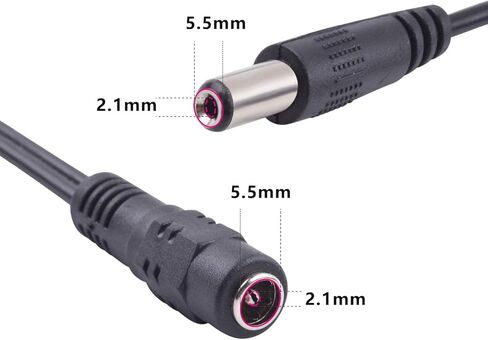 ISEEUSEE DC 2 Way Splitter Power، 1 أنثى إلى 2 ذكر محول طاقة Y Splitter 5.5 × 2.1 مم كابل 12 فولت 1 إلى 2 قابس لكاميرات المراقبة CCTV/DVR NVR/شريط إضاءة LED - عبوتان in Kuwait