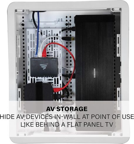 Legrand - OnQ 17 Inch Structured Media Enclosure, Electrical Box, Cable Management Box Dual Purpose In Wall Enclosure for TV Device Storage and Media Distribution, Recessed Media Box, White, ENP1700NA in Kuwait