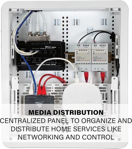 Legrand - OnQ 17 Inch Structured Media Enclosure, Electrical Box, Cable Management Box Dual Purpose In Wall Enclosure for TV Device Storage and Media Distribution, Recessed Media Box, White, ENP1700NA in Kuwait