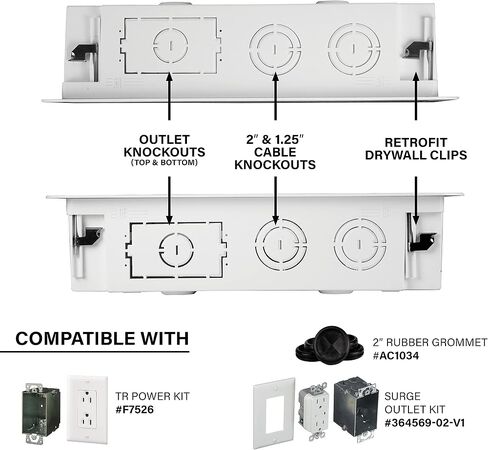 Legrand - OnQ 17 Inch Structured Media Enclosure, Electrical Box, Cable Management Box Dual Purpose In Wall Enclosure for TV Device Storage and Media Distribution, Recessed Media Box, White, ENP1700NA in Kuwait