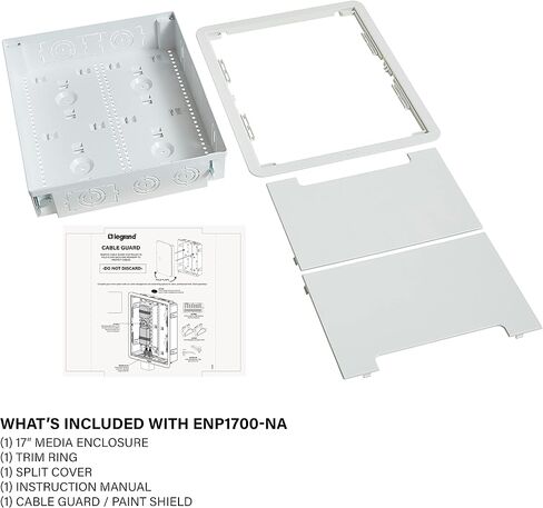 Legrand - OnQ 17 Inch Structured Media Enclosure, Electrical Box, Cable Management Box Dual Purpose In Wall Enclosure for TV Device Storage and Media Distribution, Recessed Media Box, White, ENP1700NA in Kuwait