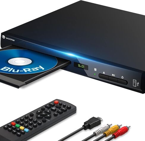 WONNIE Blu-Ray DVD Player for TV, 1080P Full HD Home Disc Players with HDMI Output, Dolby Atmos Audio, Support Region A/1 Blue Ray Dics, Last Memory, USB, NTSC/PAL in Saudi Arabia