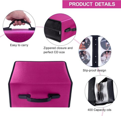 CD/DVD Portable Storage Binder with Handle, 400‑Capacity,(Blue) | Media Storage Holder, CD Wallet & Disc Booklet for CD DVD Disc Collection, Portable Organizer for Home Media Storage in Saudi Arabia