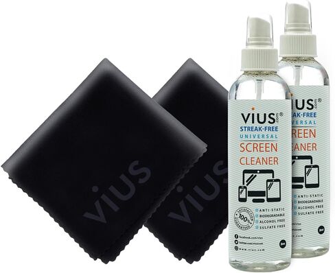 مجموعة منظف الشاشة - بخاخ منظف الشاشة المتميز من vius لأجهزة تلفزيون LCD LED وأجهزة الكمبيوتر المحمولة والأجهزة اللوحية والشاشات والهواتف والشاشات الإلكترونية الأخرى - ينظف بصمات الأصابع والغبار والزيوت بلطف (سفر بحجم 2 أونصة) in Kuwait