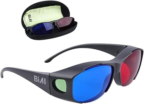 نظارات BIAL BIAL حمراء زرقاء ثلاثية الأبعاد مع جراب من القماش الزجاجي، عبوة من قطعتين سماوي Anaglyph نمط بسيط ثلاثي الأبعاد لعبة السينما - ترقية إضافية in Kuwait