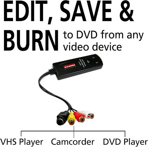 Diamond Multimedia VC500ST One Touch Standalone Digital Converter: Capture/Record Video from VHS, HI8, Camcorder, Set Top box or any source with Composite/S-Video RCA AV outputs in Kuwait