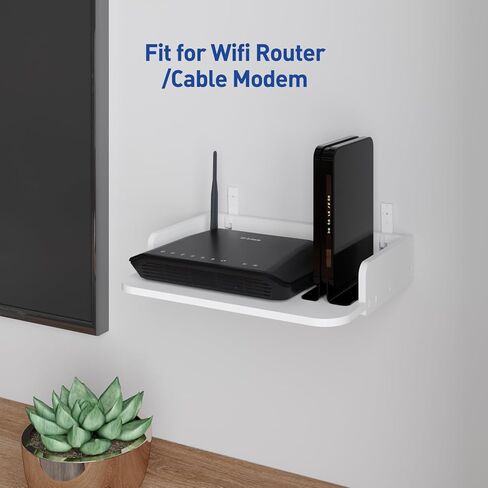 AREAJD رف جهاز عرض صغير صغير / رف مودم / رف جهاز التوجيه / حامل جدار جهاز التوجيه / حامل صندوق كابل على الحائط، جهاز عرض مثبت على الحائط عائم، رف جهاز عرض للجدار، حامل حامل جهاز عرض ملحقات بيضاء in Kuwait