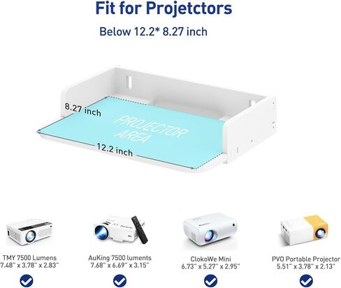 AREAJD رف جهاز عرض صغير صغير / رف مودم / رف جهاز التوجيه / حامل جدار جهاز التوجيه / حامل صندوق كابل على الحائط، جهاز عرض مثبت على الحائط عائم، رف جهاز عرض للجدار، حامل حامل جهاز عرض ملحقات بيضاء in Kuwait