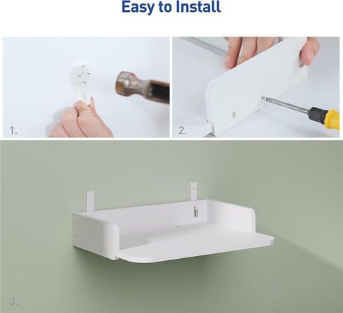 AREAJD رف جهاز عرض صغير صغير / رف مودم / رف جهاز التوجيه / حامل جدار جهاز التوجيه / حامل صندوق كابل على الحائط، جهاز عرض مثبت على الحائط عائم، رف جهاز عرض للجدار، حامل حامل جهاز عرض ملحقات بيضاء in Kuwait