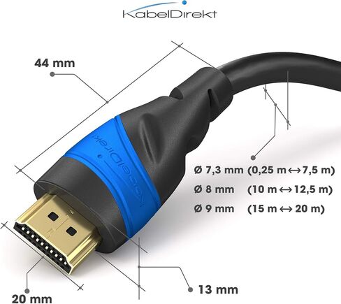 HDMI Cable 8K / 4K – 0.5ft – with A.I.S Shielding – Designed in Germany (supports all HDMI devices like PS5, Xbox, Switch – 8K@60Hz, 4K@120Hz, High Speed HDMI cord with Ethernet, black) by CableDirect in Saudi Arabia