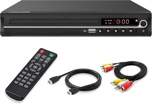 DVD Player,Foramor HDMI DVD Player for Smart TV Support 1080P Full HD with HDMI Cable Remote Control USB Input Region Free Home DVD Players in Saudi Arabia