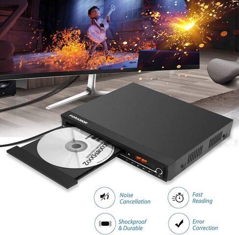 DVD Player,Foramor HDMI DVD Player for Smart TV Support 1080P Full HD with HDMI Cable Remote Control USB Input Region Free Home DVD Players in Saudi Arabia