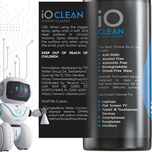 Screen Cleaner Spray (16oz) – Best Large Kit for LCD LED Matte TVs, Smartphones, iPads, Laptops, Touchscreens, Computer Monitors, Other Electronic Devices – Microfiber Cloth and 2 Sprayers Included in Saudi Arabia