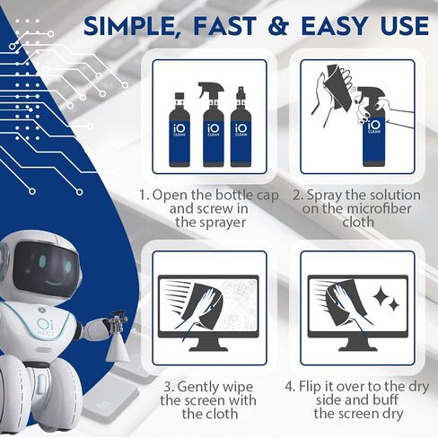 Screen Cleaner Spray (16oz) – Best Large Kit for LCD LED Matte TVs, Smartphones, iPads, Laptops, Touchscreens, Computer Monitors, Other Electronic Devices – Microfiber Cloth and 2 Sprayers Included in Saudi Arabia