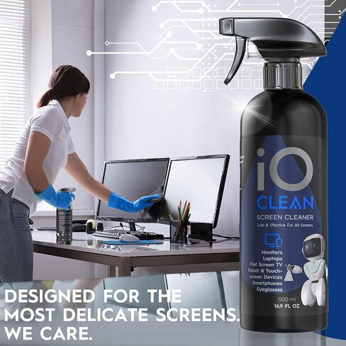 Screen Cleaner Spray (16oz) – Best Large Kit for LCD LED Matte TVs, Smartphones, iPads, Laptops, Touchscreens, Computer Monitors, Other Electronic Devices – Microfiber Cloth and 2 Sprayers Included in Saudi Arabia