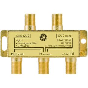 GE Digital 4-Way Coaxial Cable Splitter, 2.5 GHz 5-2500 MHz, RG6 Compatible in Saudi Arabia